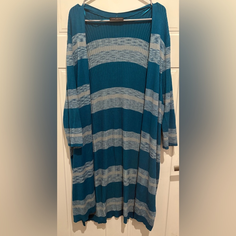 Lane Bryant 22/24 Duster Sweater (aqua/teal tones)